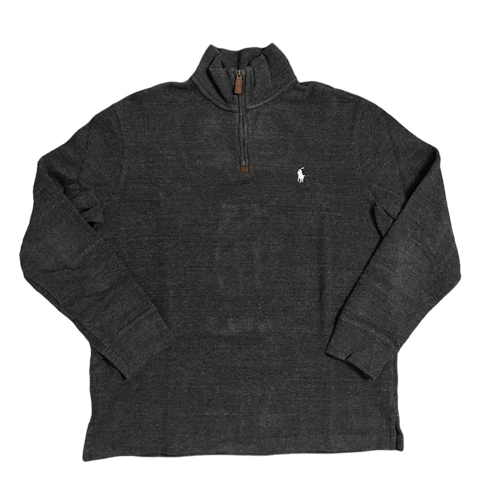 Ralph Lauren Polo Quarter Zip Cotton Pullover Grey - Size L